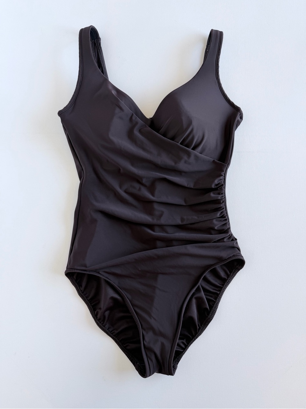Miraclesuit Brown Ruched Shaping One Piece Swimsuit Size 14